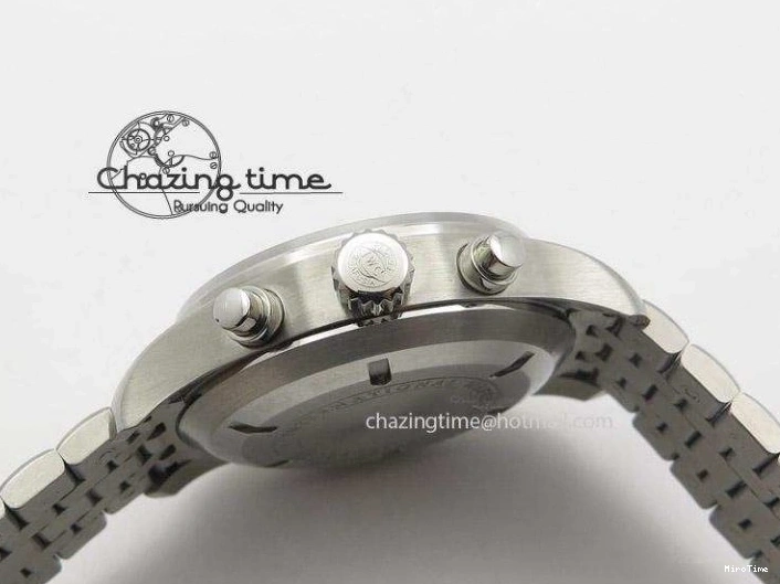 MIROTIME 0114 Minimalist Pilot Chrono 3777 43mm ZF 1:1 Best Edition Black Dial On SS Bracelet A 7364